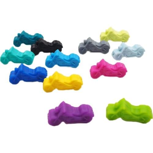 Chenkai 10PCS Food Grade Motorcycle Shaped Baby Teething Silicone Beads Chewable Beads For Baby Pacifier Bracelet Necklace Chain