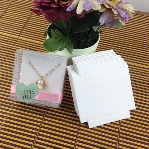 1Lot =50 box +50 pcs inner Card 65x65x30mm White/Black/Kraft Necklace /Earring BOX BOXEarring /Necklace /Ring /Jewelry Set