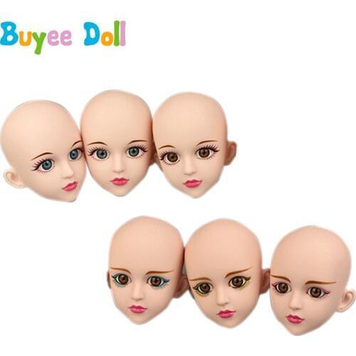 1 pcs 3D Real Eyes Plastic Make Up Doll Head 1/4 BJD DIY Doll Body Accessories Without Make Up Toy Cosplay Doll For Girls Toys