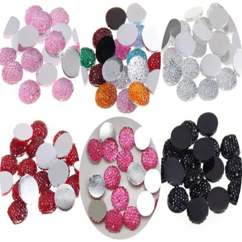 100 Round Flatback Resin Dotted Rhinestone Beads 10mm (3/8") Color For Choice