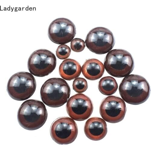 100PCS 8-18MM Plastic Doll Eyes Craft Eyes Brown Flat Eyes for Bear Doll Animal Puppet DIY Crafts Children Kids Toys Accessories