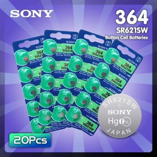 20pc FOR SONY 1.55V AG1 LR621 364 164 531 SR621 SR621SW SR60 SP364 TR621 Button Batteries For Watch Toy Remote Cell Coin Battery