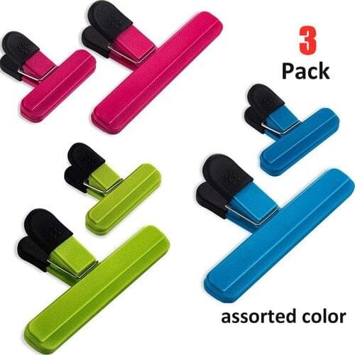 3Pcs/Set Multifunction Chip Bag Clips, Heavy Duty Food Clips Assorted Colors for Coffee and Food Bags Kitchen Accessories