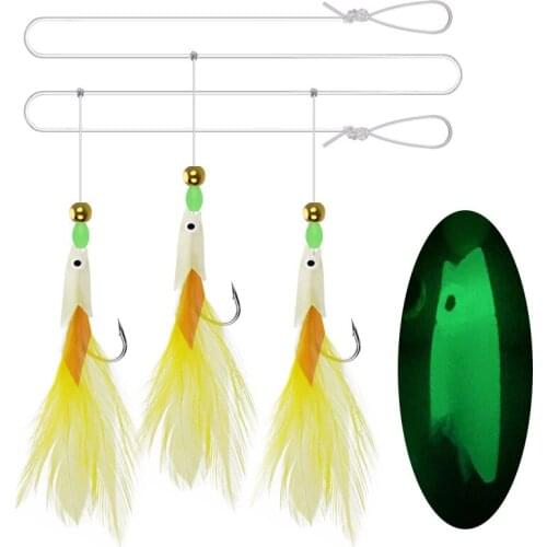 3pcs/Set A bunch of three fish Combination Fishhook Fishing Lure Set Fishing Wire Artificial Silicone Luminous Fishing Bait