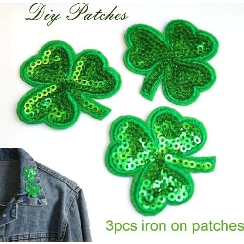 3pc/lot iron on green leaves patches for clothing Small embroidery ironing applique parches sticker for bags backpack jeans