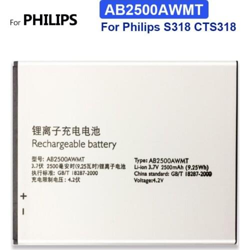 AB2500AWMT Replacement Battery For Philips S318 CTS318 AB2500AWMT for XENIUM 2500mAh with Track Code