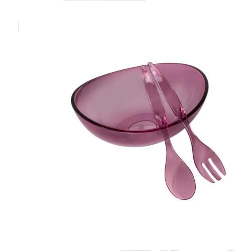 Acrylic Damson Color Spoon Salad Bowl