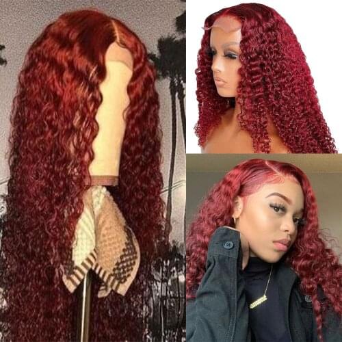 Burgundy Curly Lace Front Human Hair Wigs with Baby Hair 13x6 Pure 99J Curly Lace Front Wigs Pre Plucked Hairline Bleached Knots