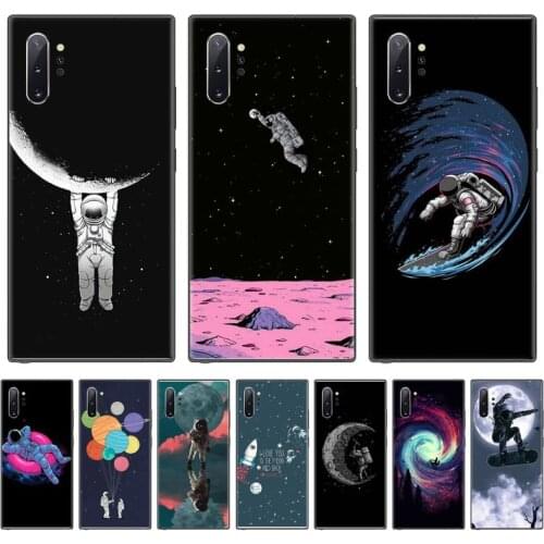 Space Moon astronaut Phone Case For Samsung Galaxy S8 S9 S10 Plus S10E Note 3 4 5 6 7 8 9 10 Pro Lite cover