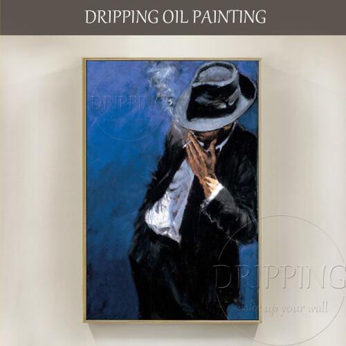 Affordable Price Hand-painted High Quality Wall Decor Oil Painting Modern Figure Smoking Man Oil Painting Smoker Oil Painting