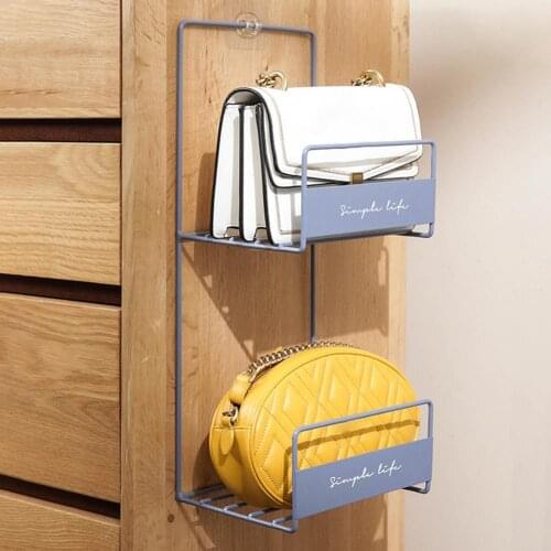Double Layer Hanging Storage Rack Wall Mounted Metal Basket Punch-free Bag Organizer Bathroom Storage Shelf Iron Kitchen Rack