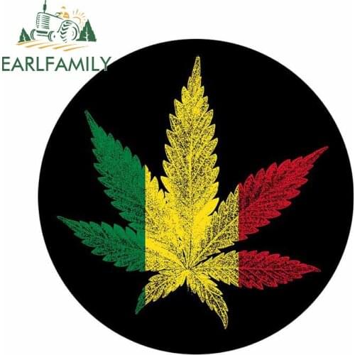 EARLFAMILY 13cm x 12.8cm for Hemp Leaf Tricolor Decal Occlusion Scratch Personality Car Stickers Surfboard Refrigerator Graphics