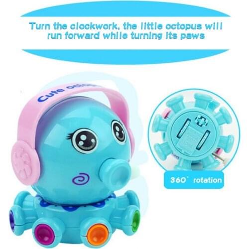 Cartoon Bathing Toy 360 Degrees Rotation Interesting Expressions Wind-up Octopus Baby Bathing Toy for Beach Bath Toy Bathing Gro