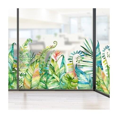 Personalized Plant Glass Door Stickers Window Kitchen Balcony Sliding Door Decoration Window Decal Toilet Skirting Home Decor
