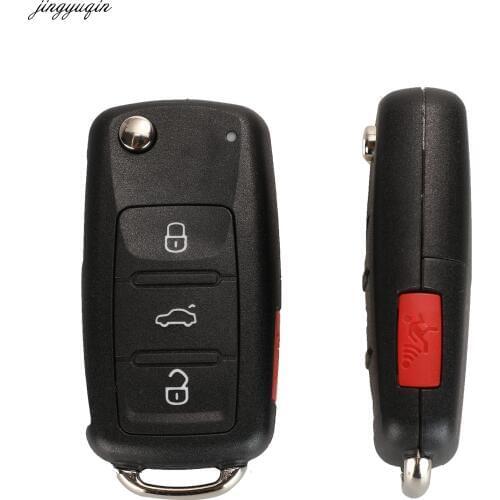 Jingyuqin 10pcs 4 Buttons Folding Flip Remote Car Key Shell 5K0837202AD For VW Caddy Eos Golf Jetta Beetle Polo Up Tiguan Touran