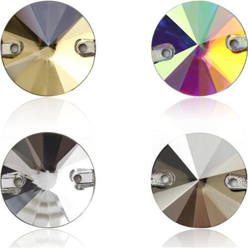 AAAAA quality 8-16mm Rivoli round shape crystal sew-on rhinestones for bags,garment,shoes,Wedding dress decoration,4 colors