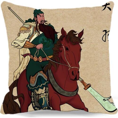 China painting of Guan Yu of Cushion Cover Decorative Chair sofa car Seat Home Living Textile Cotton polyester