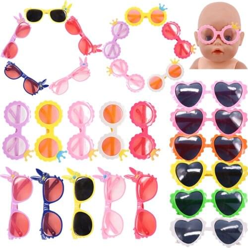 Doll Sunglasses Glasses Cartoon Accessories Fit 18 Inch American Of Girl`s &43Cm Baby New Born Doll Generation Christmas