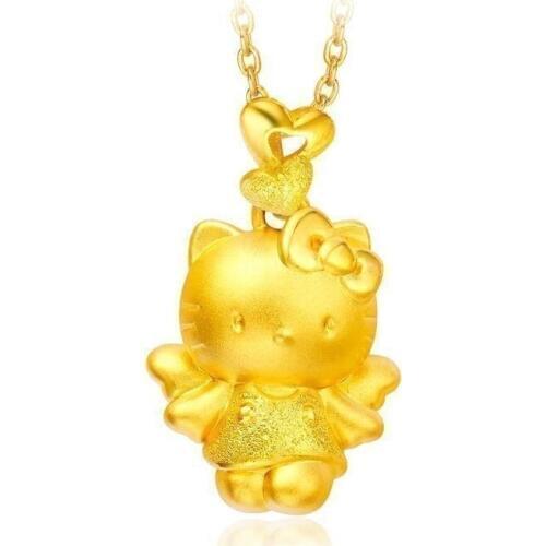 Cartoon cat pendant female hellokty cartoon cat pendant necklace OuBi KT cat placer gold jewelry wholesale