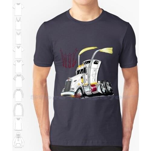 Kenworth W900L Hotrod Fashion Vintage Tshirt T Shirts Peterbilt Hot Rod Certified Dirty Idle Trucking Freightliner Truck Semi