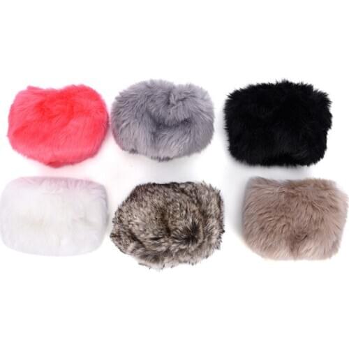 Fashion Faux Rabbit Fur Sleeve Cuff Cover Elastic Oversleeve Cuff Winter Warm Wristbands Womens Autumn Wrist Gloves 15*10 cm