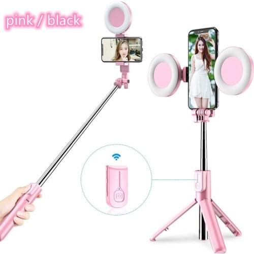 4 in1 Wireless Bluetooth Selfie Stick with Led Ring Light Foldable Tripod Monopod For iPhone 12 Android smartphone Live Tripod