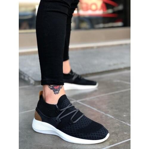 BA0001 Fly Casual High Base Black White Men 'S Sports Shoes