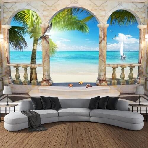 SepYue 3D Window Landscape Tapestry Wall Hanging Hippie Wall Tapestry Bohemian Room Decor Tapestry Mandala Bedroom Decoration