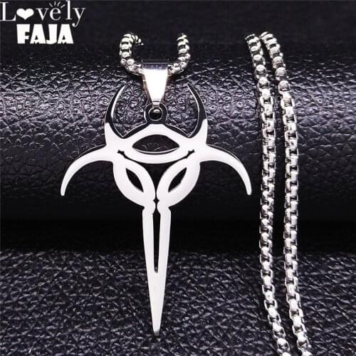 2021 New Psyclon Nine Stainless Steel Statement Necklace Silver Color Long Necklace Jewelry cadenas de acero inoxidab N1270S02