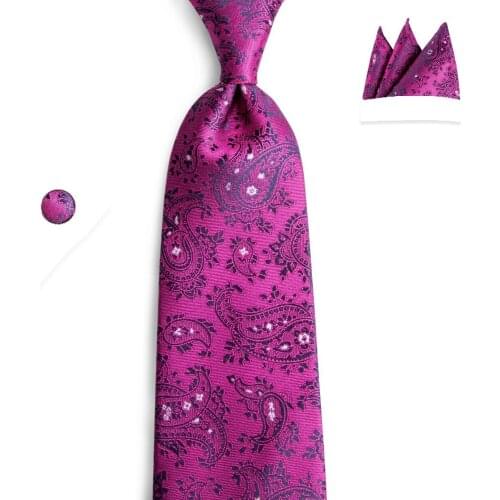 New Men Ties Set Extra Long Size 150cm*8cm Necktie Navy Magenta Paisley Silk Jacquard Woven Neck Tie Suit Wedding Party N-7115