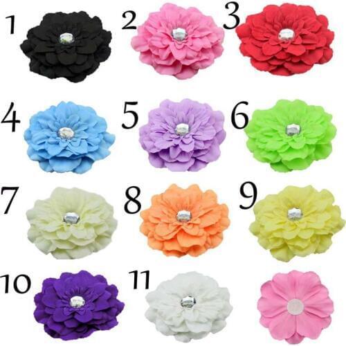 Wholesale 50pcs/lot Free Shipping Fashion Fabric Gerbera Peony Flowers Without Clips Hair Garment Accessories 13color TH91