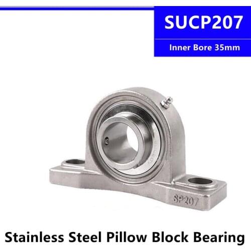 SUCP207 Stainless Steel Pillow Block Bearing Inner Bore 35mm Unit Mounted Housing Outer Spherical Vertical Bearing With Seat