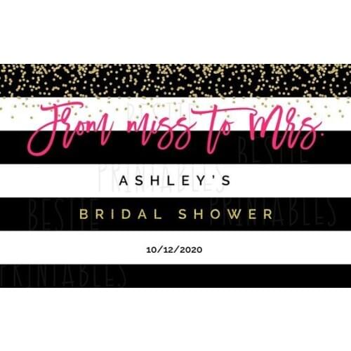 Custom Bridal Shower Decorations Black Gold Sequin Pink backdrops High quality Computer print wedding background