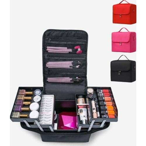Portable Professional Cosmetic Bag Large Capacity Make Up Bags Multi-layer Hairdressing Tool Kit Cosmetics Storage Toiletry Bag