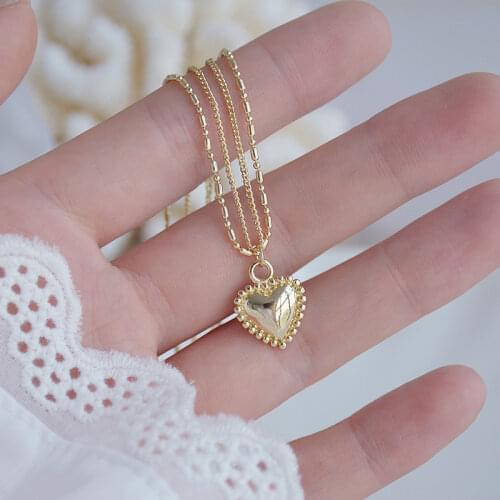 14k Gold Plated Necklace Elegant Heart Necklaces for Women Clavicle Chain Charm Wedding Pendant Jewelry