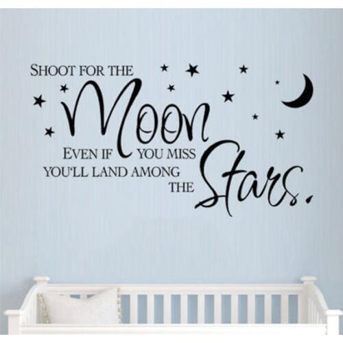 Lovely Inspiration Quotes Wall Decals "Shoot for the moon...stars" For Children Room Vinyl Wall Sticker Decor