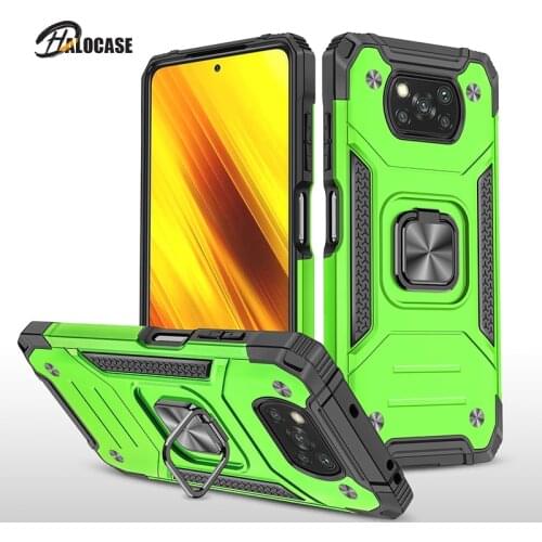 Shockproof Case for Xiaomi POCO X3 Case Cover Armor Drop Protective Defender Ring Holder Magnet Phone Case POCO X3 NFC