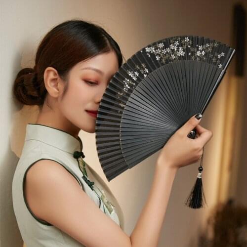 Japanese-Style Cherry Blossoms Hand Fan High Quality Folding Fans for Wedding Decoration Bamboo Craft Gifts Dance Performance