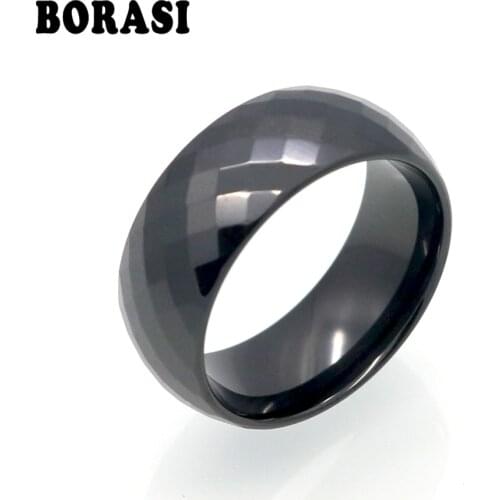 8MM Wide Rings Comfort Fit Multi Faceted Men Women White Black Ceramic Ring Engagement Brand Ceramic Jewelry Bague Ceramic Femme
