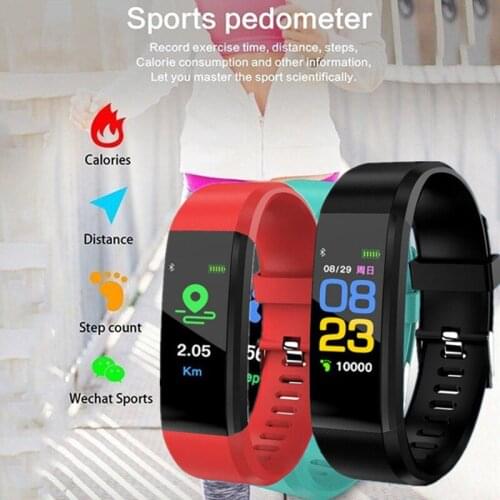 Smart Sports Watch 115 PLUS Smart Watch Heart Rate Monitor Blood Pressure Fitness Tracker for ios Android + Box Men And Women