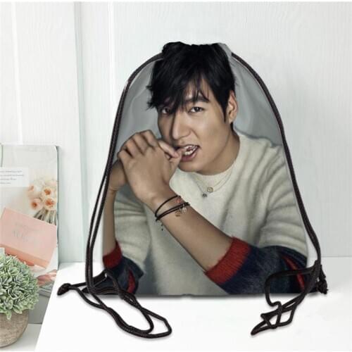 Lee Min Ho Drawstring Bag Portable Lightweight Backpack Bag Travel Sport Outdoor Hiking Storage Bag Silk Fabric Bag 20201102