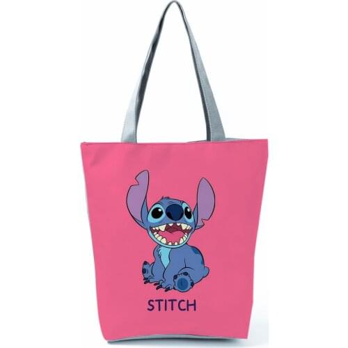 Lilo Stitch Printed Handbag Disney Animation High Capacity Reusable Shoppaing Bag Cartoon Beach Tote Bag Wholesale Dropshipping