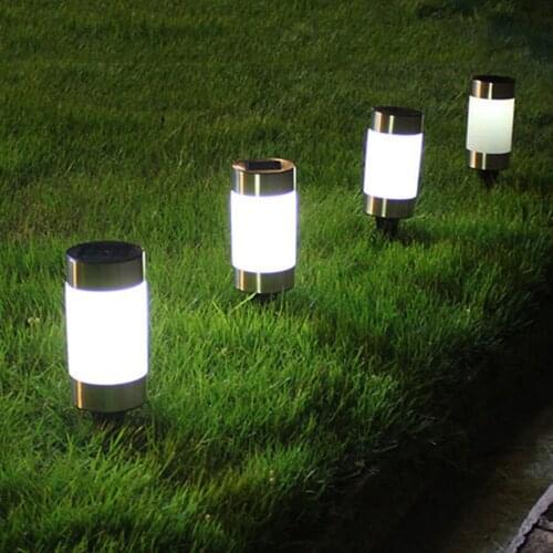 Thrisdar 2/4/6/8PCS Outdoor Solar Garden Pathway Light Solar Ground Light Stainless Steel Landscape Lawn Solar Bollards Light