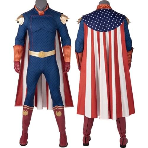 Boys Superhero Uniform Cosplay Costume Homelander Clothing Halloween Role-playing Bodysuit Full Props Suit With Cape Boots