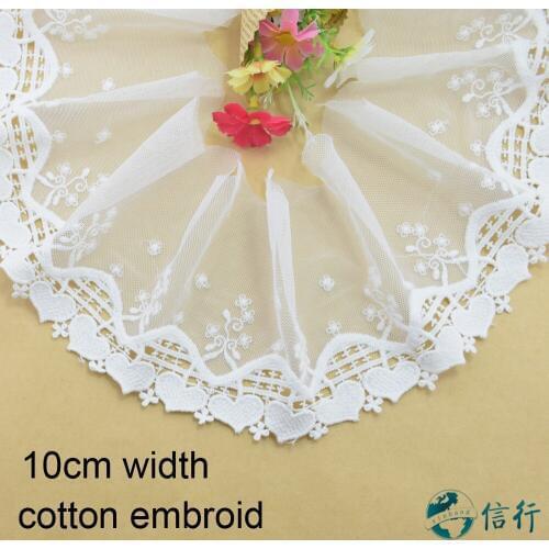 10cm white cotton embroided lace ribbon guipure trim fabric DIY sewing Accessories supplies african french lace applique #3546