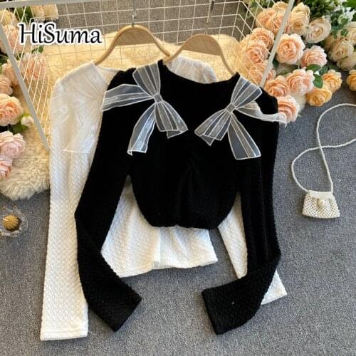 2021 spring new female V-neck Embroidered sequin bow cotton shirts women elegant waist sweet blouses fairy shirt