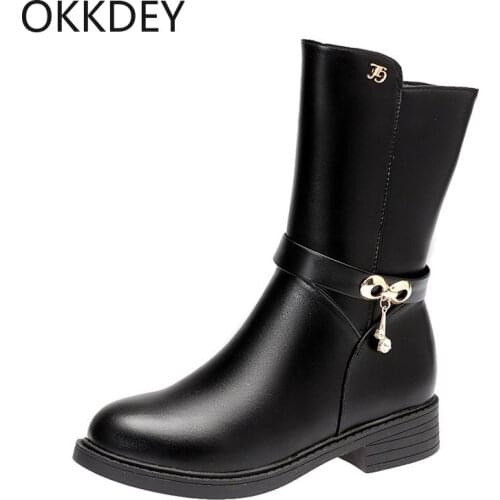 Winter Plush medium tube short boots low heel antiskid mother shoes round head flat sole simple womens cotton boots