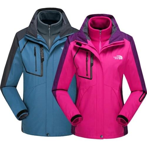 Winter Outdoor Male Jackets Waterproof Warm Two-in-one Sports Windbreaker Camping Climbing Skiing Fishing Couple Coat Jacket