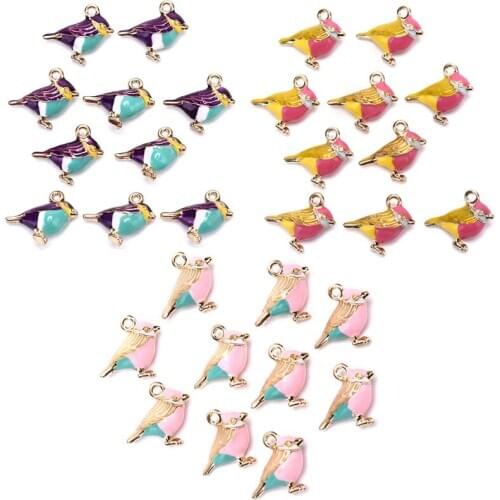10pcs/pack 3D Cute Bird Enamel Charms Connector Fit Necklace Bracelet DIY Fashion Jewelry Accessory 14*17mm