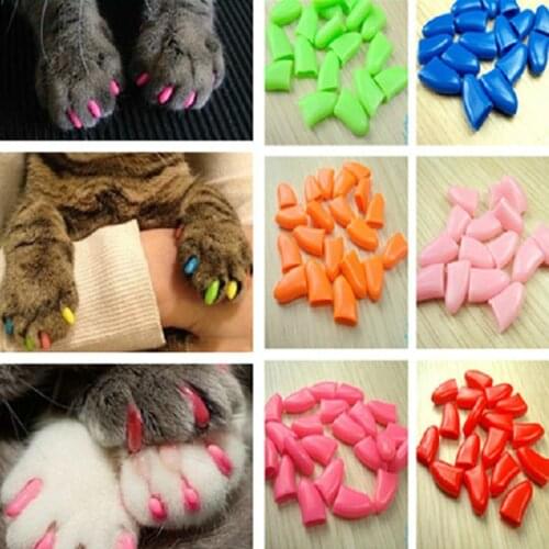 20 Pcs Dog Cat Nail Caps Soft Silicone Anti-scratch Paw Nail Cover Puppy Claw Grooming Manicure Dog Cat Nail Grooming Supplies